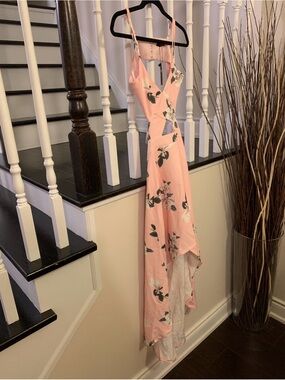 Pink Floral Asymmetrical Dress